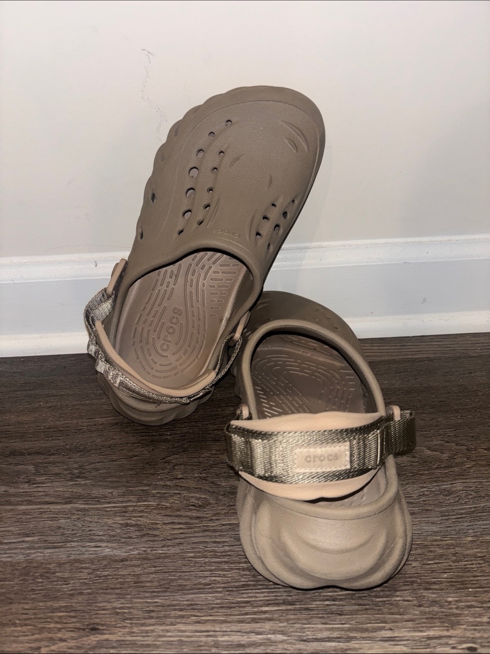 CROCS Taupe Classic-Style Clog with Adjustable Strap - Picture 4 of 4